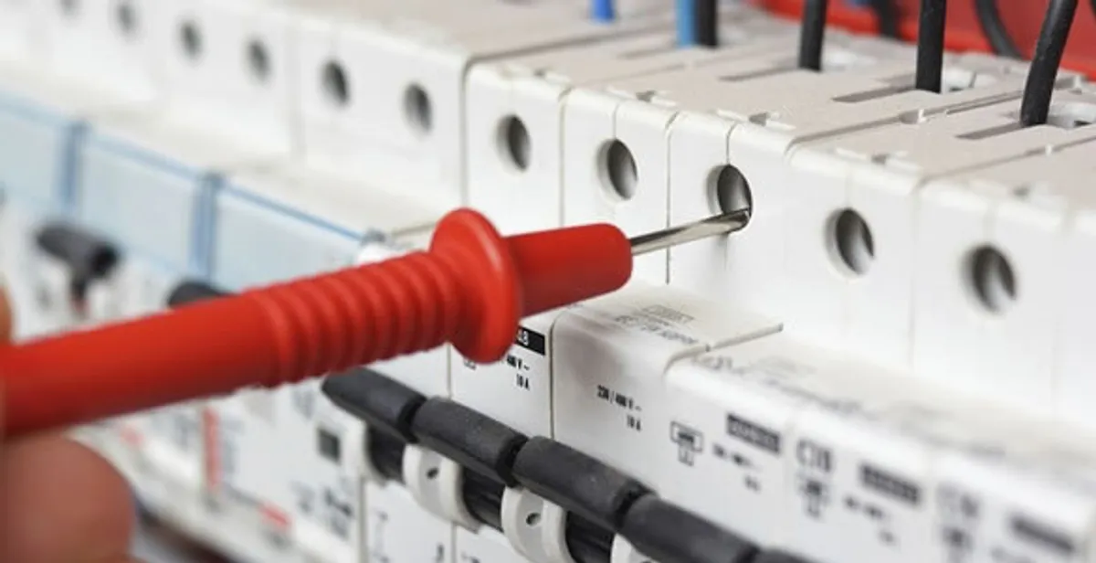 Electrical contractor testing circuit breakers during electrical repair in Hurst, TX